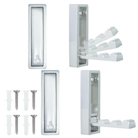 4PCS Folding Wall Hooks, Heavy Duty Metal Foldable Coat Hook Shower Hook, Space-Saving Elliptical Utility Hook for Hanging, Zinc Alloy Fold Up Hooks for Bathroom, Kitchen, Towels, Coats, Bags (Sliver)