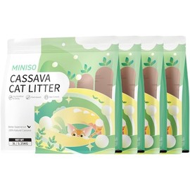 Miniso Cassava Clumping Cat Litter 11lb (4 Pack of 2.75lb Bags)