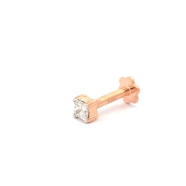 Natural 2.2MM (0.07ct) Diamond 14K Rose Gold Nose Ring - Lip Labret Monroe Stud, Screw Post, 6MM Long, 16 Gauge, Gemstone, diamond