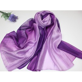 SNUG STAR Cotton Silk Scarf Elegant Soft Wraps Color Shade Scarves for Women (Purple)