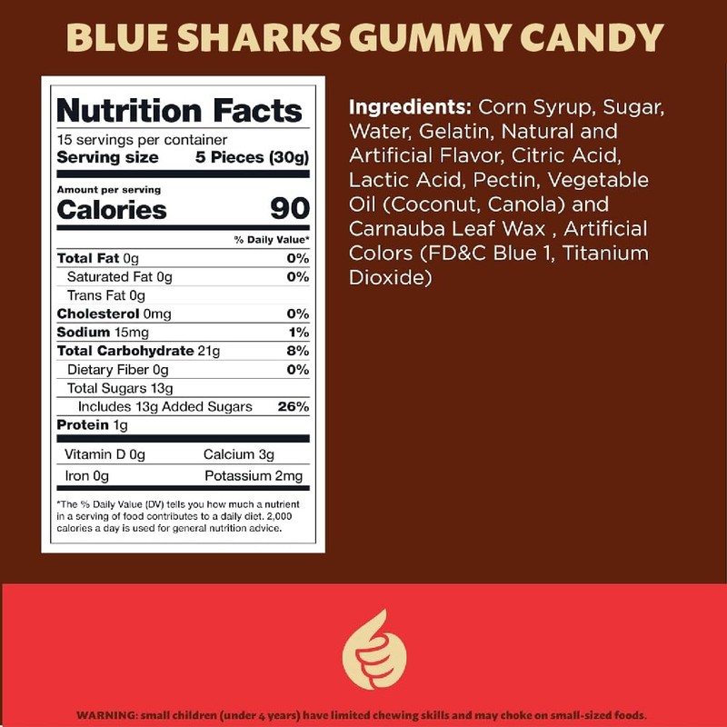 Blue Sharks Gummy Candy | 1 Pound Bag | Blue