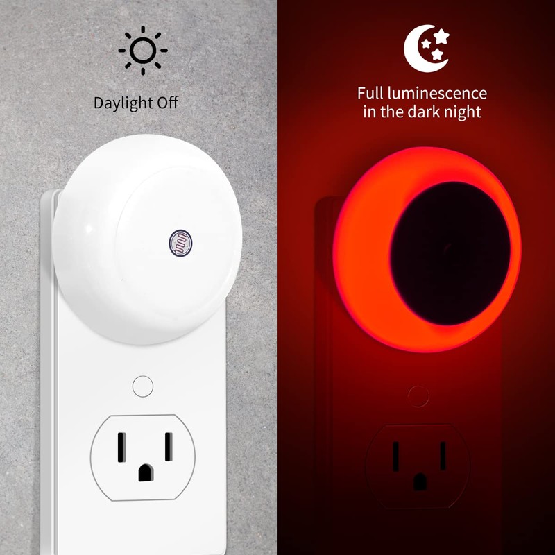 KINUR 6 Pack Red LED Plug into Wall with Dusk