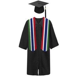 SNUWITH Gambia Flag Graduation Sash/Stole/Scarf 180X13CM Double Sided for Study Aboard International Students Graduation Decoration Item Gift