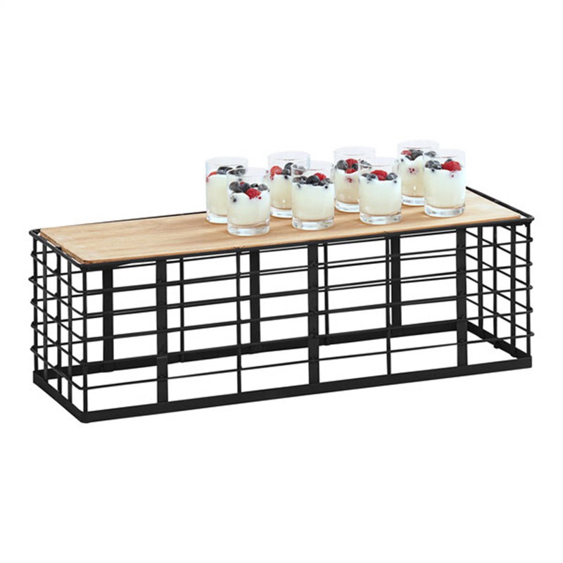 FixtureDisplays Madison 21.5X7.5X7" Black Metal / Reclaimed Bamboo Reversible Display