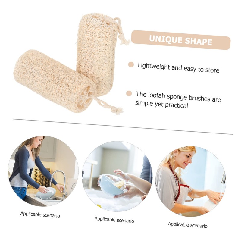 WOONEKY 2Pcs Natural Loofah Sponge Scrubber Lightweight Versatile Kitchen Cleaning