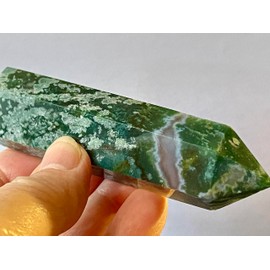✦ Bella-gems ✦ 3.5"- "Distinctive/Top Grade"~ Translucent Tendrils Green Moss Agate In Quartz Chalcedony Generator Tower Point Obelisk -Six-Sided - K1391