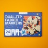 ARTISTRO 24 pack Permanent dual-tip markers for fabric, pre-activated