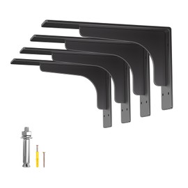Oprika 4 Pack Garage Shelf L Brackets Heavy Duty, L Shelf Bracket Heavy Duty, Metal Shelf Brackets Metal Support Brackets Wall Mounted Brackets Shelves Metal L Brackets for Shelves (10 x 6in)