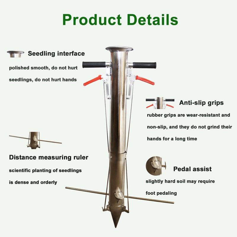 PreAsion Seedling Transplanting Bulb Planter Tool Long Handle, Vegetable Young