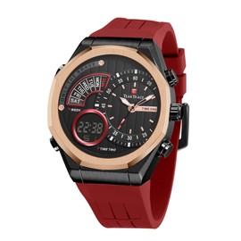 TEARTRACE Men's Watch Analog-Digital Chronograph Waterproof Sport Watch Calendar Date Luminous Alarm Casual Work Hiking Running Wrist Watch with Second Hand and Silicone Strap