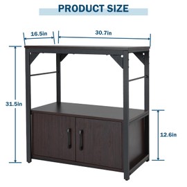 Metal Frame Aquarium Stand with Storage Cabinet - 29 Gallon Fish Tank Stand, 550LBS Capacity Walnut 30.7" L*16.5" W Tabletop