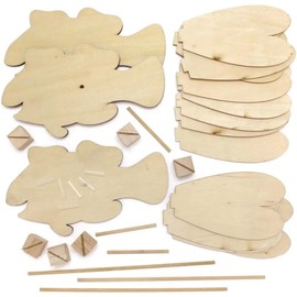 Baker Ross FE231 Tropical Fish Wooden Windmill Kits - Pack of 3, For Kids Arts and Crafts Projects, Wooden Crafts for Children to Decorate, Personalise and Display