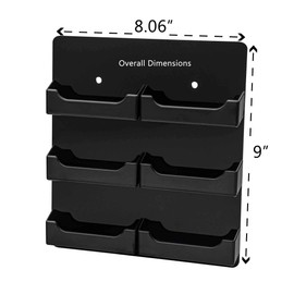 Marketing Holders Wall Business Card Organizer Multi Pocket 6 Pockets Each Slot Holds 50 Standard Business Cards Black