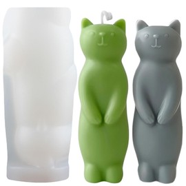 XIAOSHUI Cat Candle Mold Standing Cat Silicone Candle Molds Cat Resin Casting Mold for Animal Candle Making Candle Home Decorate Mold Aromatherapy Gypsum Candles Resin Clay Craft