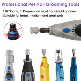 Asozeer for Dremel Dog Nail Grinder - Diamond Bits Attachment for Dog Nail - 1/8'' Painless Nail Grinder Bits Won't Pull Hair or Get Hot for Large Medium Small Dogs and Cats Paws Grooming