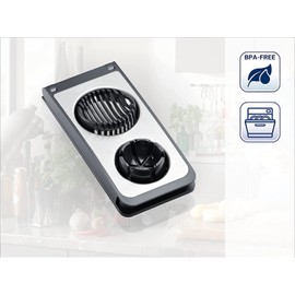 Leifheit Eierschneider Combi ProLine-Serie mit 3 Funktionen, Champignonschneider schneidet sauber und exakt, Küchenhelfer zum Schneiden von Eiern, Pellkartoffeln, rostfreier Schneidedraht, silber