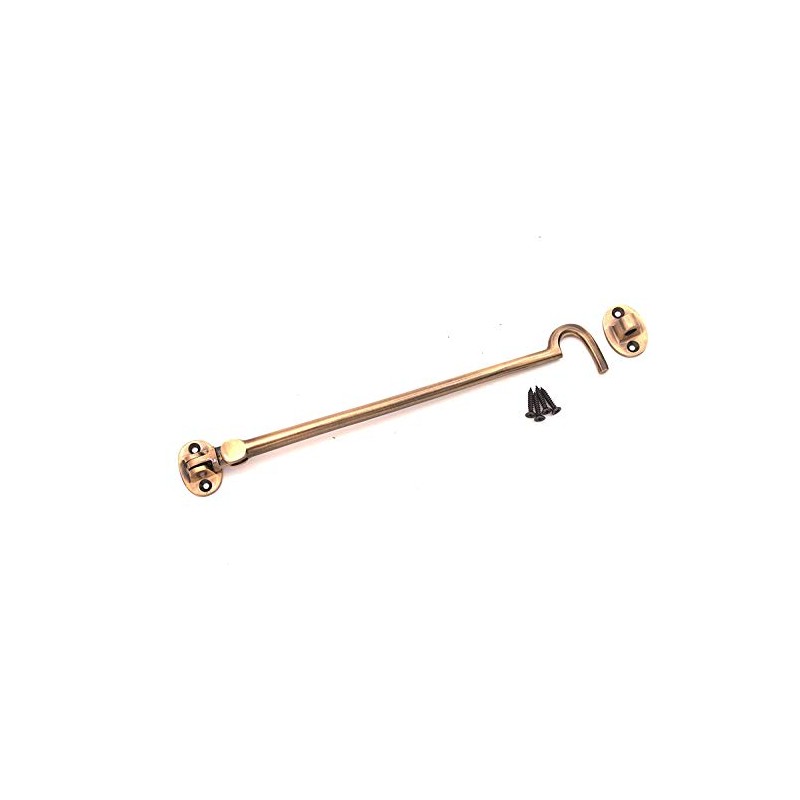 10" (250mm) Antique Heavy Duty Brass Cabin Hook & Eye