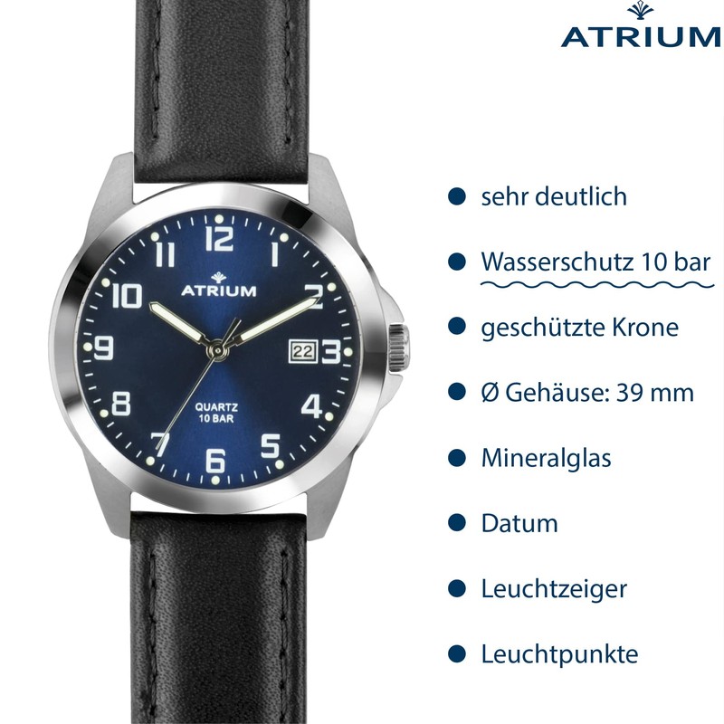 Atrium Mens Ultra Clear Silver Luminous Hands Date Quartz Watch