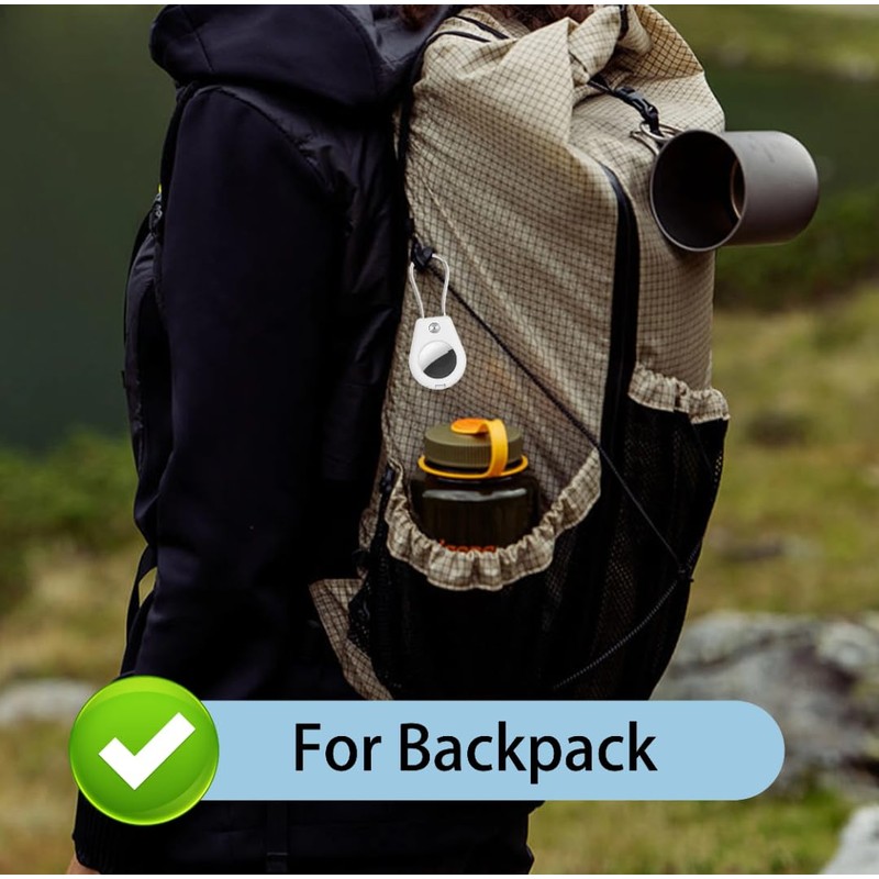 Desangu AirTag Case Keychain Key Ring, Black (White) ((DSG7555))