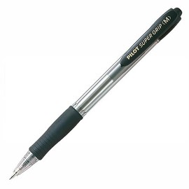 Pilot Super Grip Retractable Ballpoint Pen - Black, Medium, Refillable, 1.0mm tip, Rubber Grip, Unisex, WRITING_INSTRUMENT