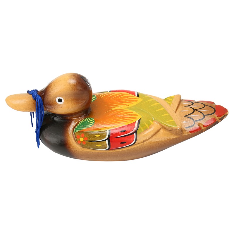 1 Pair Wooden Mandarin Duck Ornament Water Based Paint Romantic