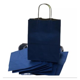 Kraft Navy Blue Kraft Tinted Paper Gift Shopping Bags 12 Pack CUB 8X4X10 Dozen