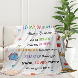 KINMES Daughter Blanket from Mom 50x60 - Dorm Room Essentials for Girls, Inspirational Positive Gifts for Her Blanket Daughter Gifts from Mom, Christmas Birthday Gift for Girl