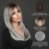 7JHH WIGS Grey Ombre Layered Wig with Curtain Bangs Long