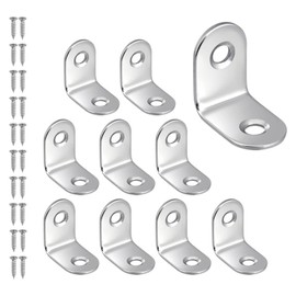 YankMooM 20 Pcs Corner Braces,25x25mm Small Stainless Steel Corner Brackets L Shaped Right Angle Brackets Fastener with Screws for Wooden Furniture Window Shelf Desk(Silver)