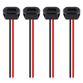 DWEII 10PCS Type-C Female Chassis Waterproof 2P Solder Wire Type USB C Pigtail Cable Extension Power Cable USB-C Plug to 2 Pin Bare Wire Open End Connector
