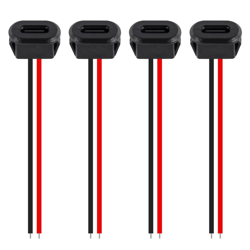 DWEII 10PCS Type-C Female Chassis Waterproof 2P Solder Wire Type