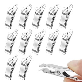 32 Pack 1.58 Inches Metal Mini Clamps, Mini Spring Clamp, Metal Alligator Clips with Smooth Jaw, Crocodile Alligator Clips Crocodile Clamps for Clothes, Photos, Curtains,Smooth jaw 5/16 Inch Capacity