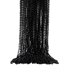 SWANUCKY 48 Pack Mardi Gras Beads Necklaces, 33 Inch Black Plastic Beads for Party Favors, Festival Decorations, Parade Throws, Christmas, St. Patrick's Day Celebrations