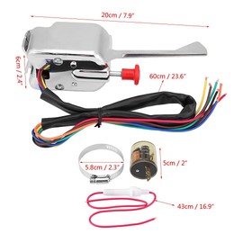 Qiilu Street Hot Rod, 12V Universal Chrome Street Hot Rod Turn Switch + Flasher
