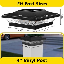 T-SUN 4x4 Solar Post Cap Lights Outdoor 12 Pack, Warm White LED Fence Post Solar Lights Fit for 4x4 Vinyl Posts, Waterproof Deck Light Solar Powered for Garden Patio Gate Porch