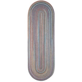 Super Area Rugs Cherry Hill Braided Rug Soft Toned Wool Casual Braided Carpet, Bluestone Multi, 2' x 6' Oval Runner