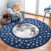 SAFAVIEH Carousel Kids Collection 3' Round Navy/Grey CRK135N Moon &