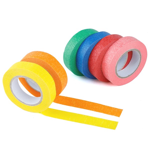 Masking Tape Coloured, 6 Rolls Masking Tape 0.59 Inch, Masking