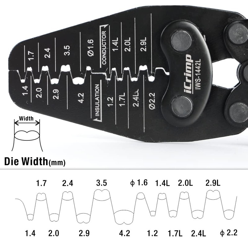 iCrimp Open Barrel Terminals Crimper for Various-sized Contacts AWG 30-14
