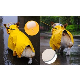 Luccalily Waterproof Dog Rain Jacket with Hood - Reflective Strip, Adjustable Belly Strap, Lightweight Poncho with Storage Bag (Small, Yellow)