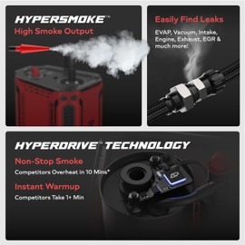 AutoLine Pro HyperSmoke™ Automotive Smoke Machine EVAP Vacuum Leak Tester – Adjustable Pressure – OEM Approved Smoke Fluid – Built-in Air Compressor Motor – Includes Cone for Vacuum and Exhaust Leaks.
