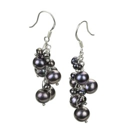 Brisa Black 3-7mm A Quality Freshwater Alloy Cultured Pearl Earring Pair