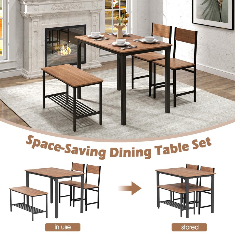 SILKYDRY Dining Table Set for 4, Kitchen Table with Bench