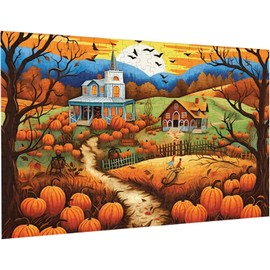 Rompecabezas para adultos y familia, 50 piezas, la gran visita del concurso de calabaza, otoño, campo, granja, Halloween, decoración del hogar, arte