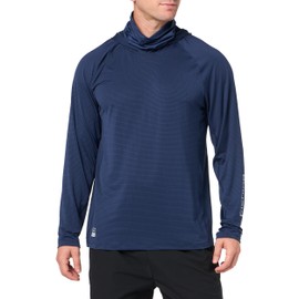 HUK Men's Standard A1A Hoodie, Quick-Dry Hooded Fishing Shirt with Built in Neck Gaiter, Naval Academy