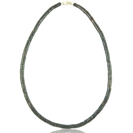 Native Treasure 16" Mens and Womens Tropical Jewelry Summer Necklace From the Philippines, Dark Clam Heishi Ark Shells, Mens Beach Necklace