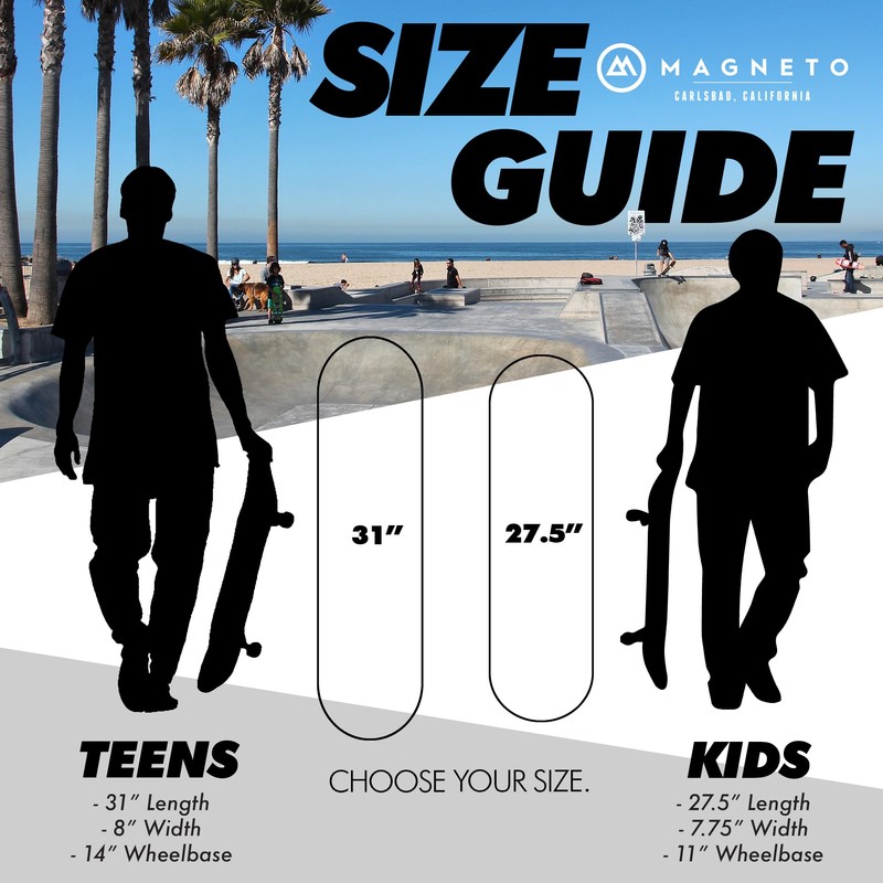Magneto Complete Maple Wood Skateboard - 27.5 in x 7.75