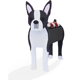 Bamboo's Grocery LoKii Boston Terrier Dog Planter, Cute Dog Plant Pot, Animal Shape Plant Containers, for Outdoor Indoor and Garden Decoration Plants