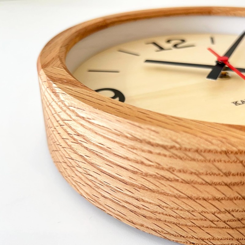 KATOMOKU Muku Clock 20 Oak Wall Clock, Continuous Second Hand,