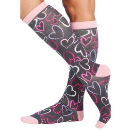 Cherokee Printsupport - Calcetines de apoyo para mujer de 10 a 15 mmHg, Plus, corazones de boceto, talla grande